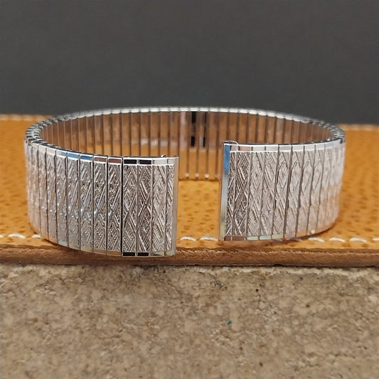 Vintage White Gold-Filled Speidel Thinline 17.2mm Unused Long Classic Watch Band