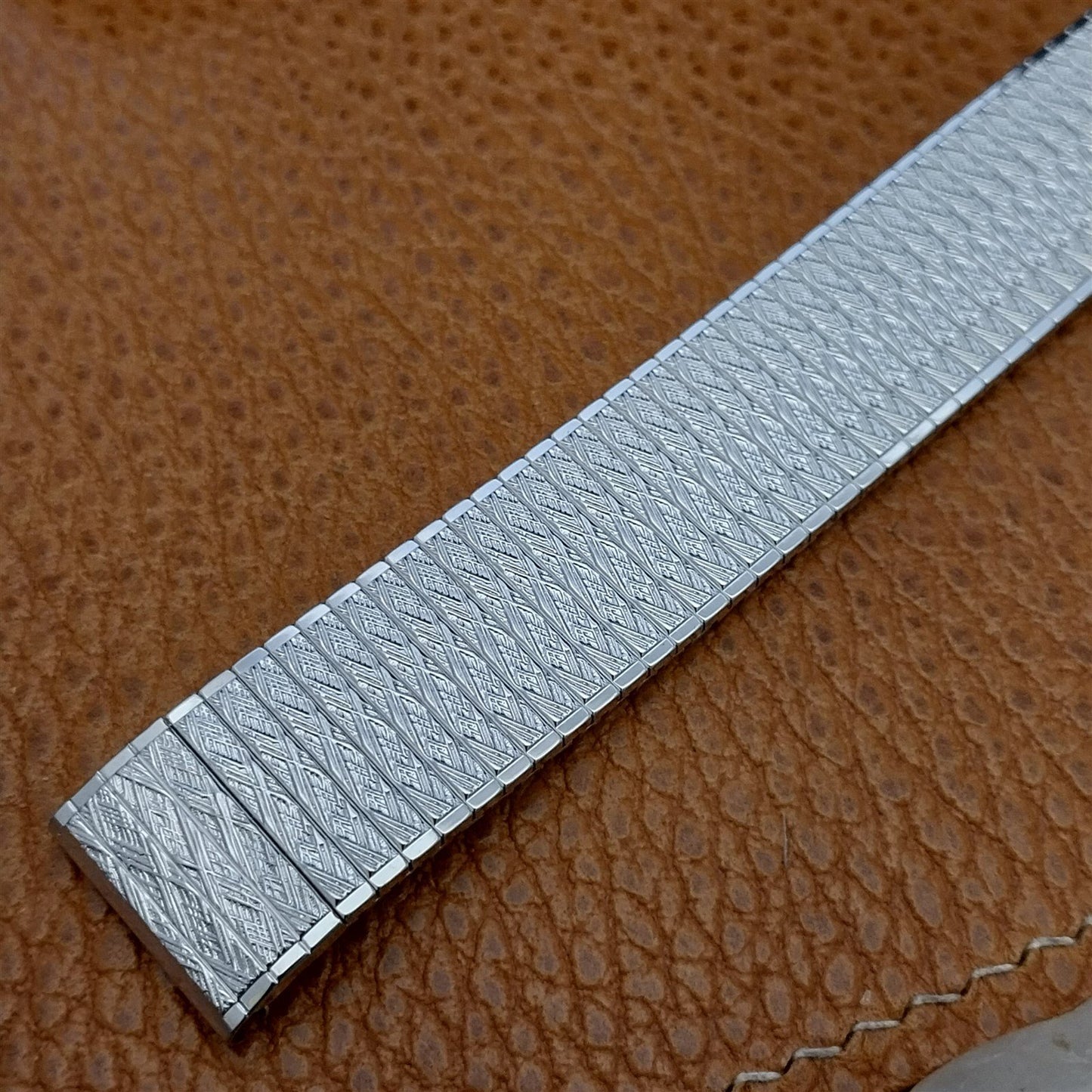 Vintage White Gold-Filled Speidel Thinline 17.2mm Unused Long Classic Watch Band