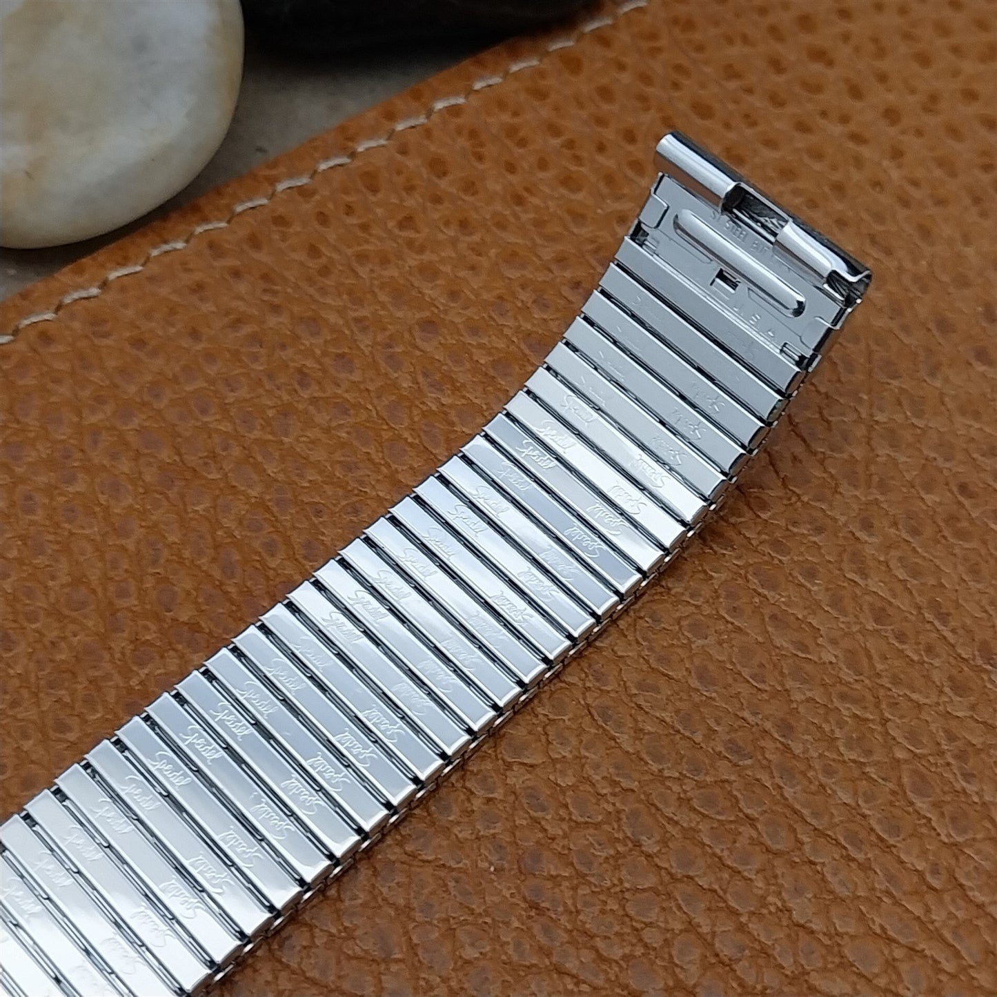 Vintage White Gold-Filled Speidel Thinline 17.2mm Unused Long Classic Watch Band