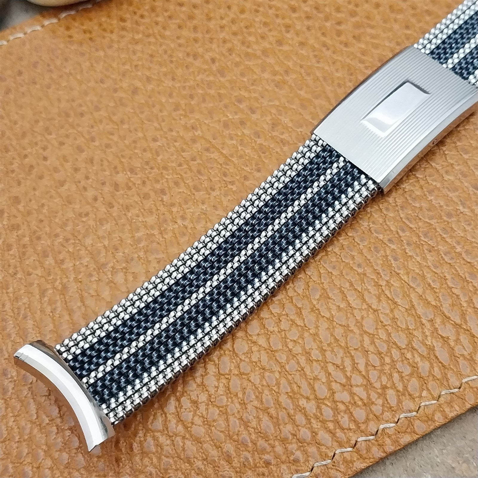 19mm 18mm Evinger Long Striped Stainless Steel Stretch Mesh Vintage Watch Band