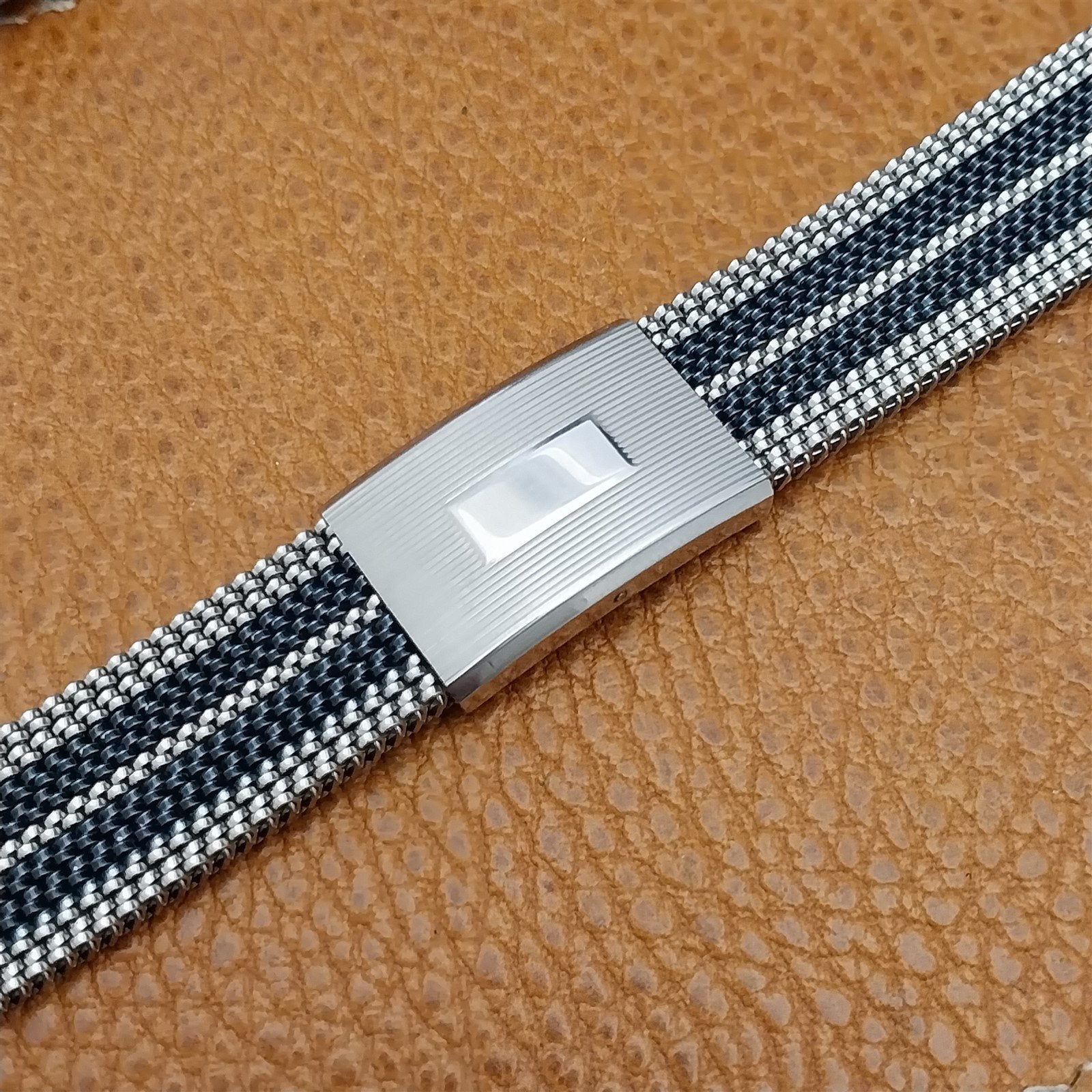 19mm 18mm Evinger Long Striped Stainless Steel Stretch Mesh Vintage Watch Band