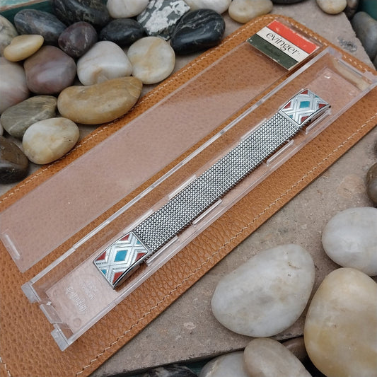17.2mm Vintage Stainless Steel Evinger Southwestern Expansion Mesh Watch Band