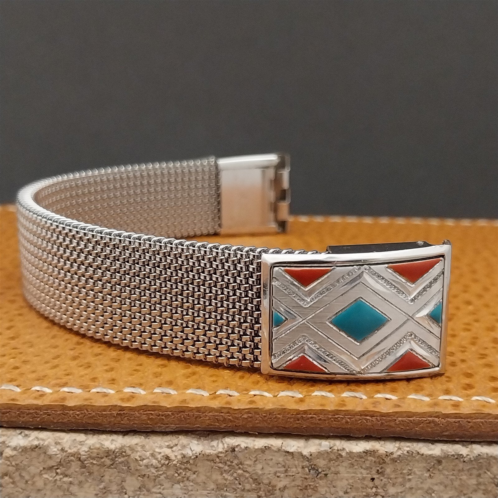 17.2mm Vintage Stainless Steel Evinger Southwestern Expansion Mesh Watch Band