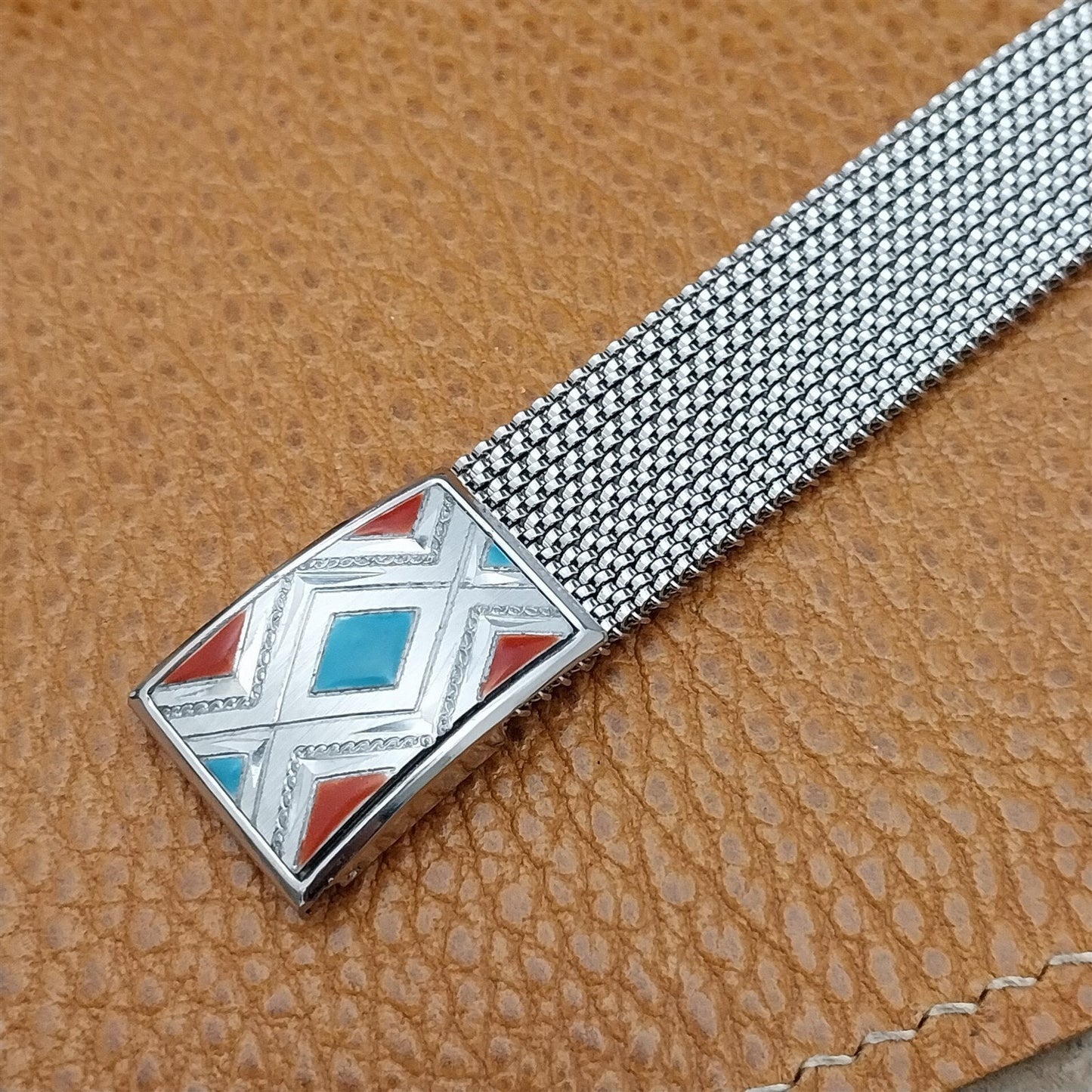 17.2mm Vintage Stainless Steel Evinger Southwestern Expansion Mesh Watch Band