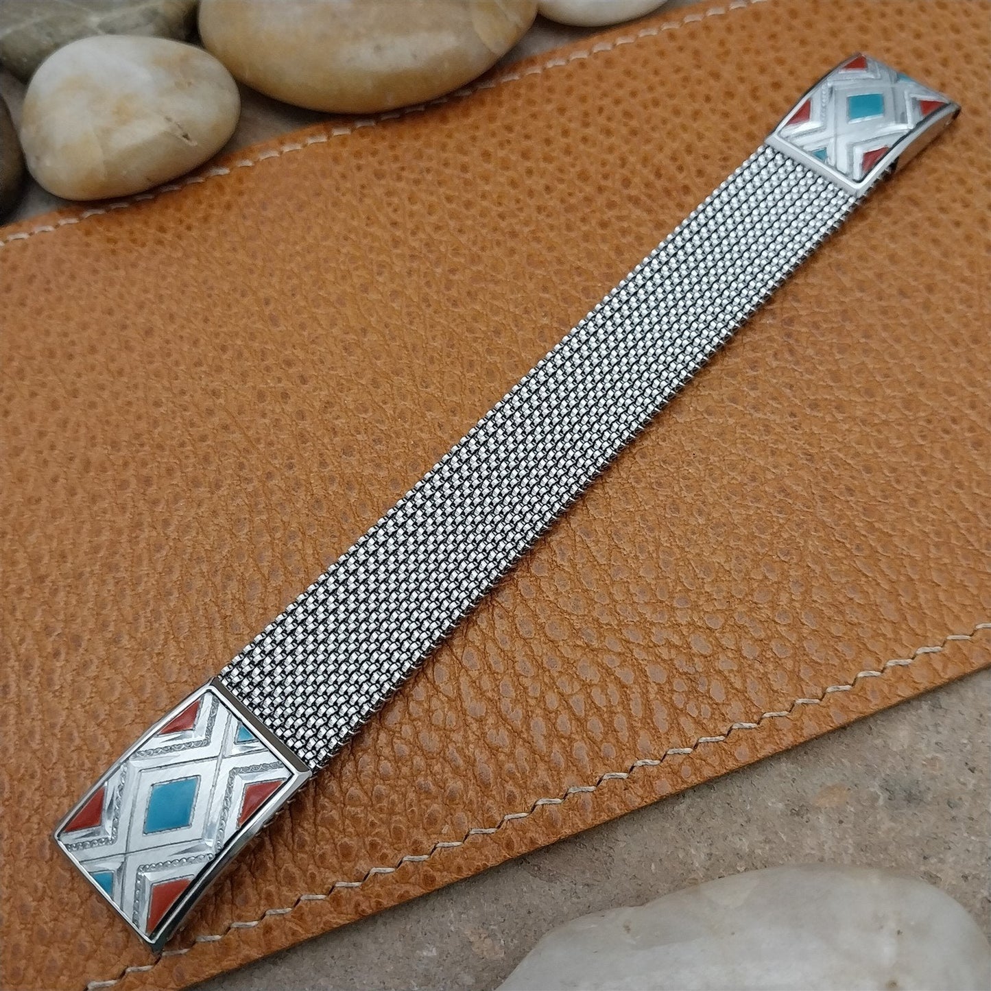 17.2mm Vintage Stainless Steel Evinger Southwestern Expansion Mesh Watch Band