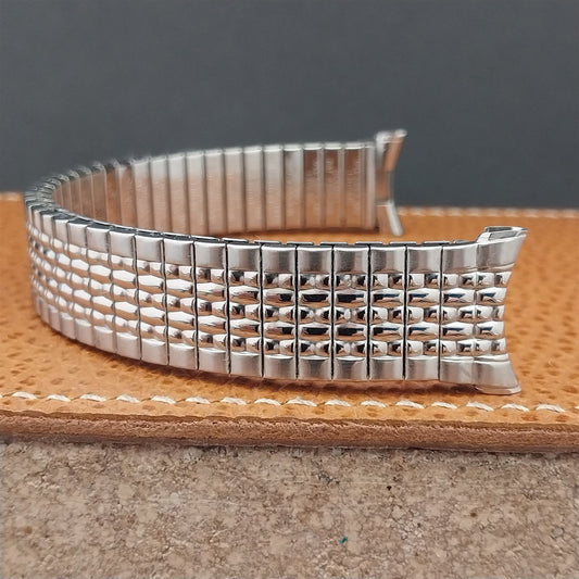Long 1963 Stainless Steel Rice Beads Speidel Tempest Unused Vintage Watch Band
