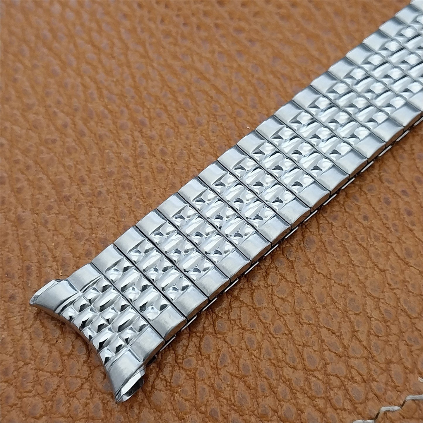 Long 1963 Stainless Steel Rice Beads Speidel Tempest Unused Vintage Watch Band