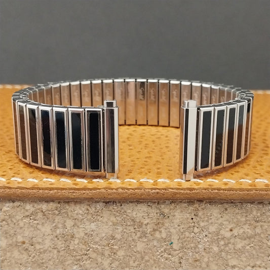 16mm 18mm 19mm Speidel USA Black & Stainless Twistoflex 1980s Unused Watch Band