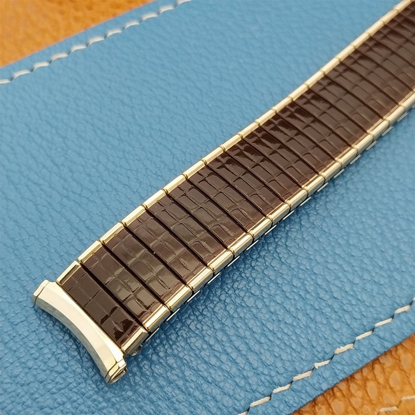 1960s Vintage Speidel Romunda Brown & Yellow Gold-Filled NOS Unused Watch Band