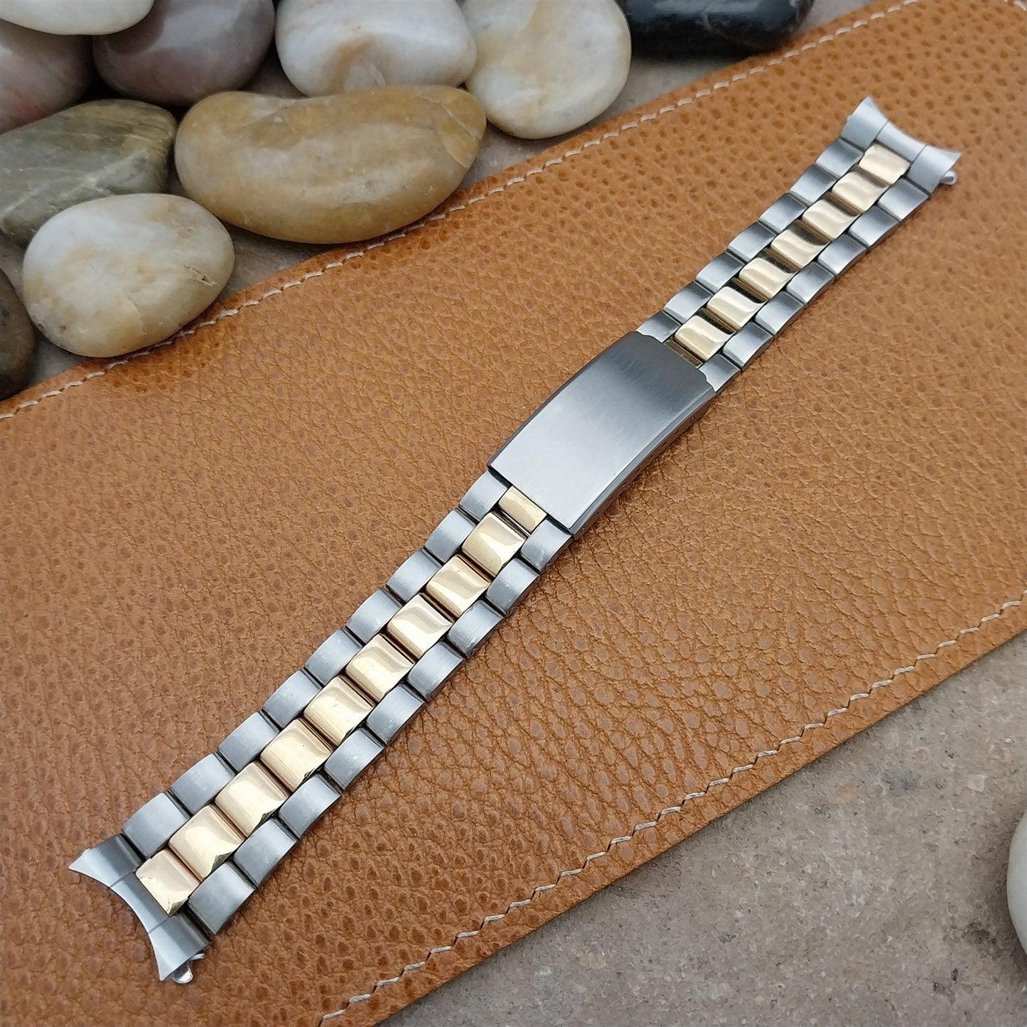 18mm Gold-Tone & Stainless Steel Deployment Vintage Watch Band