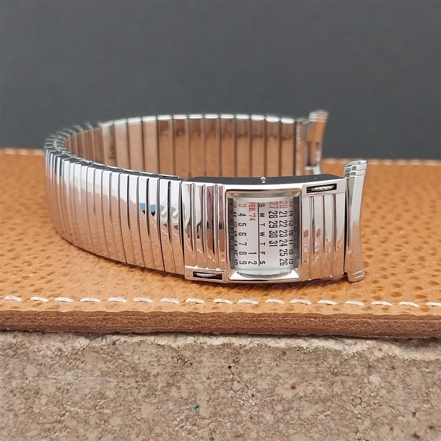 Speidel Linesman Long 1973/1974 Calendar Stainless Steel nos Vintage Watch Band