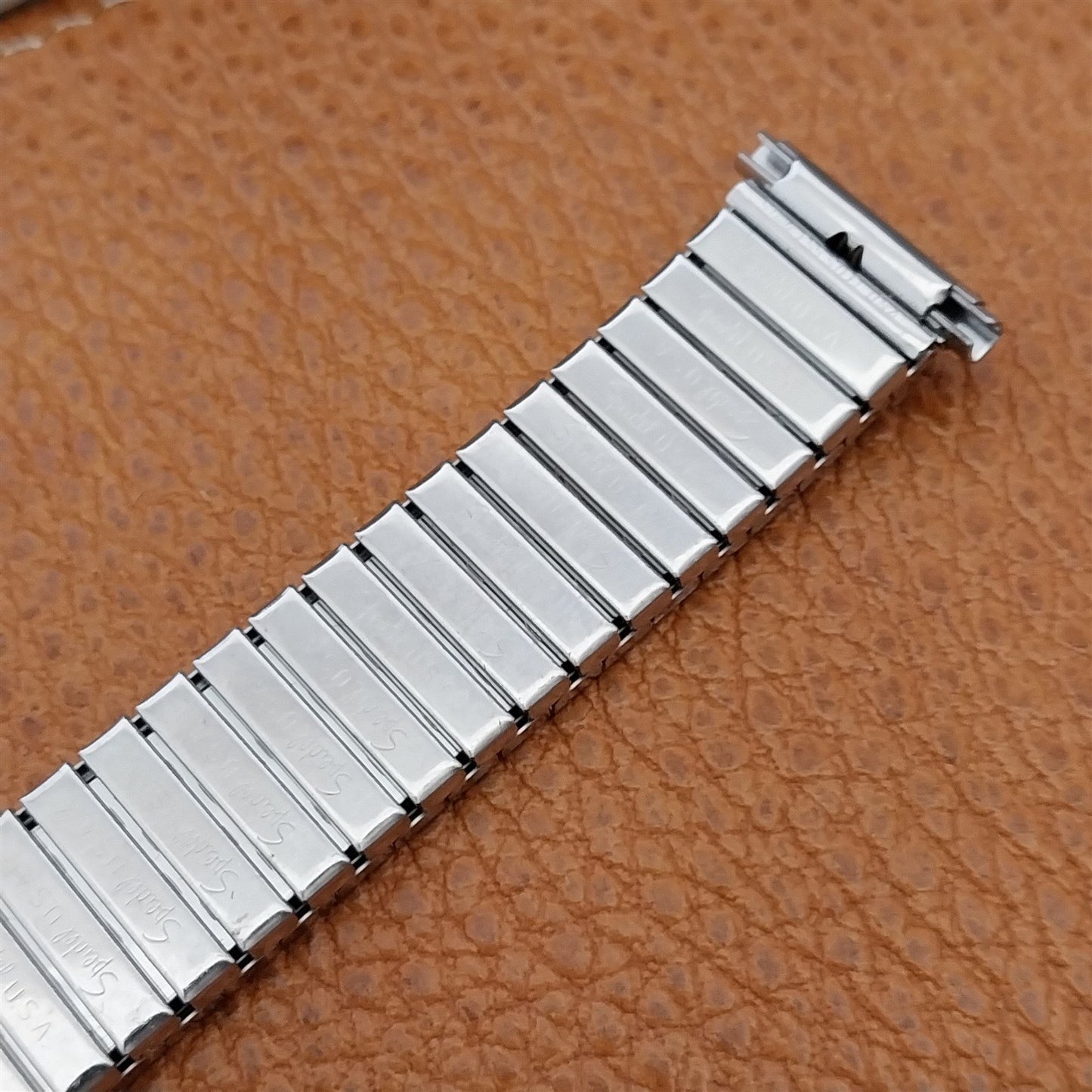 1970s Vintage Speidel Fastback Long Stainless Steel 16mm-19mm Unused Watch Band