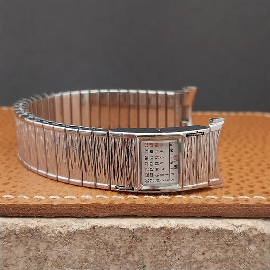 1968 Speidel Valencia Calendar Stainless Steel 19mm 17mm NOS Vintage Watch Band