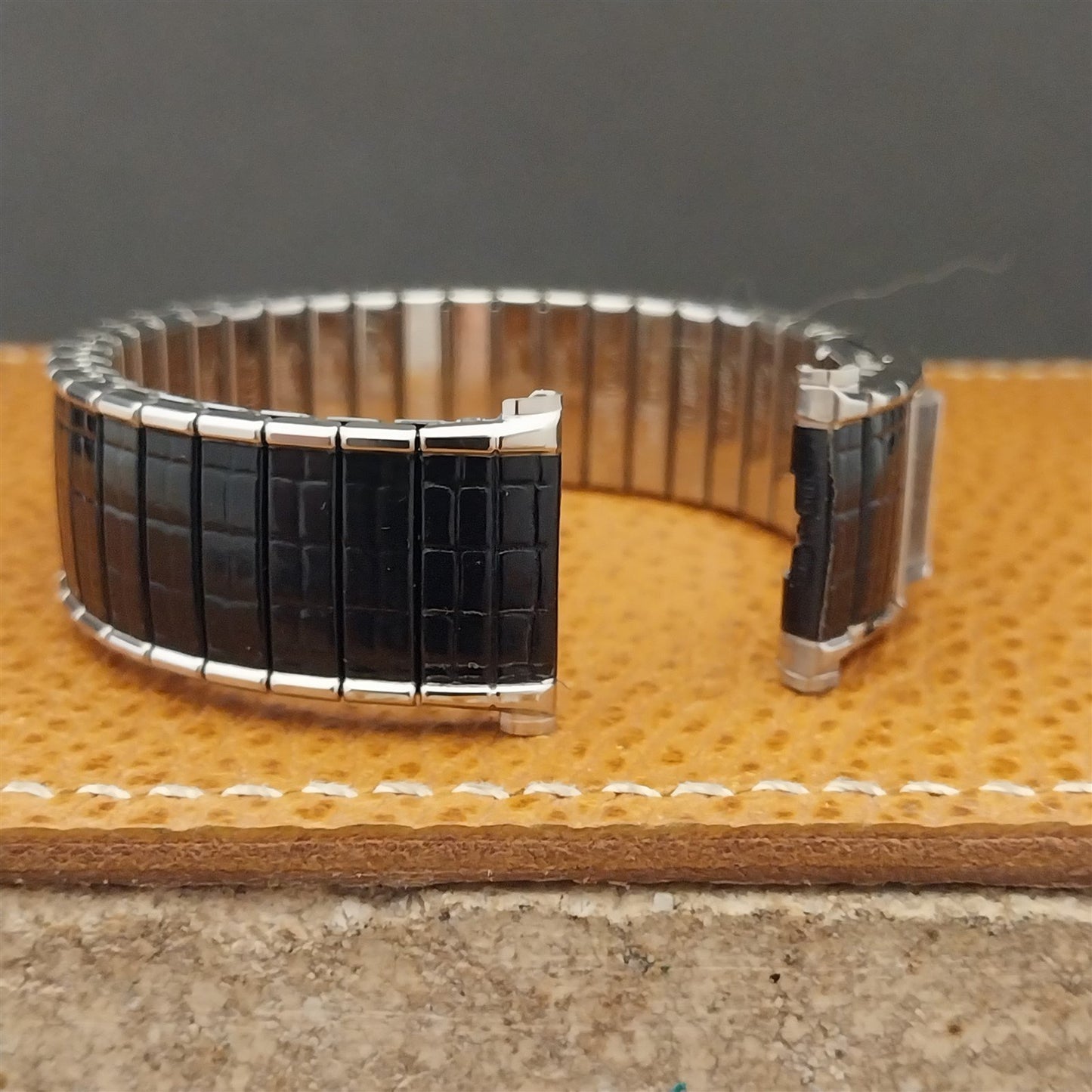 Vintage Speidel Romunda 1974/1975 Calendar Black & Stainless Steel Watch Band