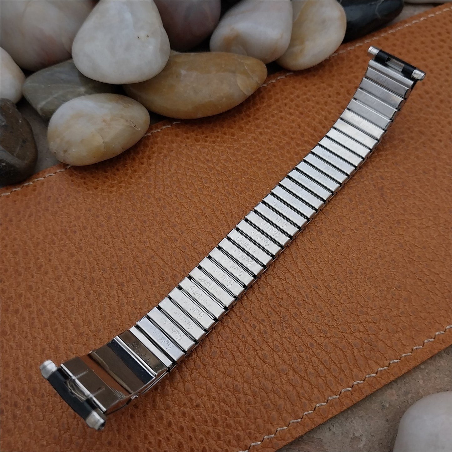 Vintage Speidel Romunda 1974/1975 Calendar Black & Stainless Steel Watch Band