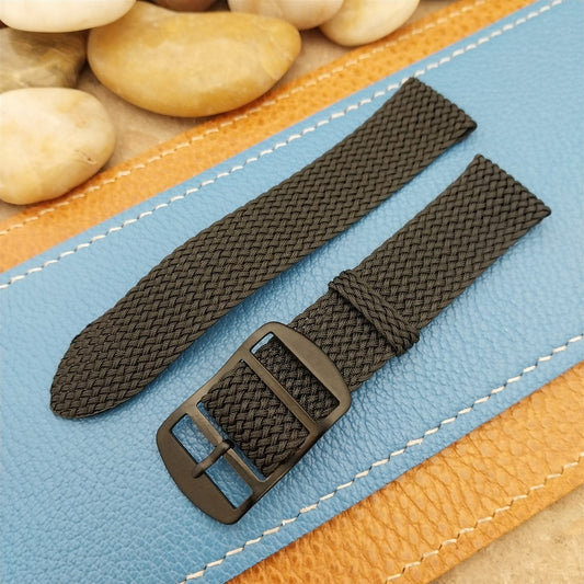 Vintage 18mm Black Braided Perlon 2-piece Classic 1960s Unused Field Watch Band
