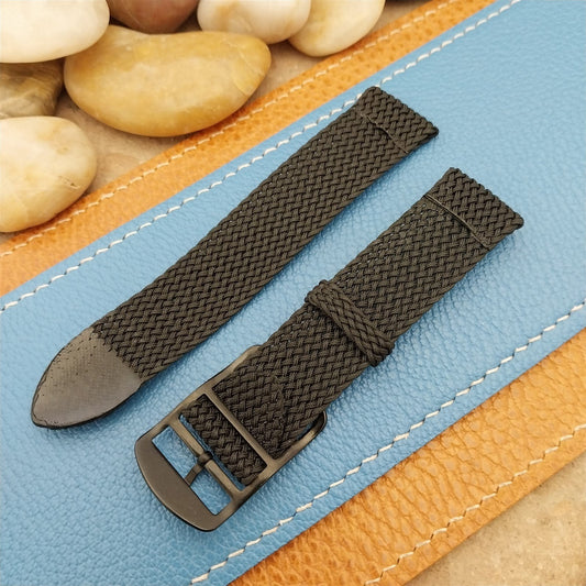 Vintage 18mm Black Braided Perlon 2-piece Classic 1960s Unused Field Watch Band