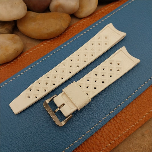 Vintage 18mm Original Swiss Tropic White Diver Curved End NOS Unused Watch Band