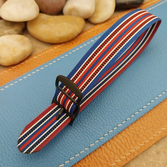 Vintage 16mm 1960s Reversible Striped Perlon Classic Single Pass NOS Watch Band
