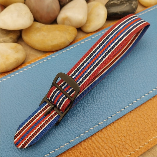 Vintage 16mm 1960s Reversible Striped Perlon Classic Single Pass NOS Watch Band