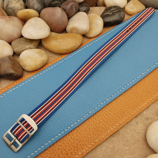 Vintage 16mm 1960s Reversible Striped Perlon Classic Single Pass NOS Watch Band