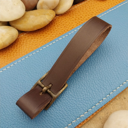 English Bridle Leather Vintage Pocket Watch Fob Strap With Antique Brass Buckle