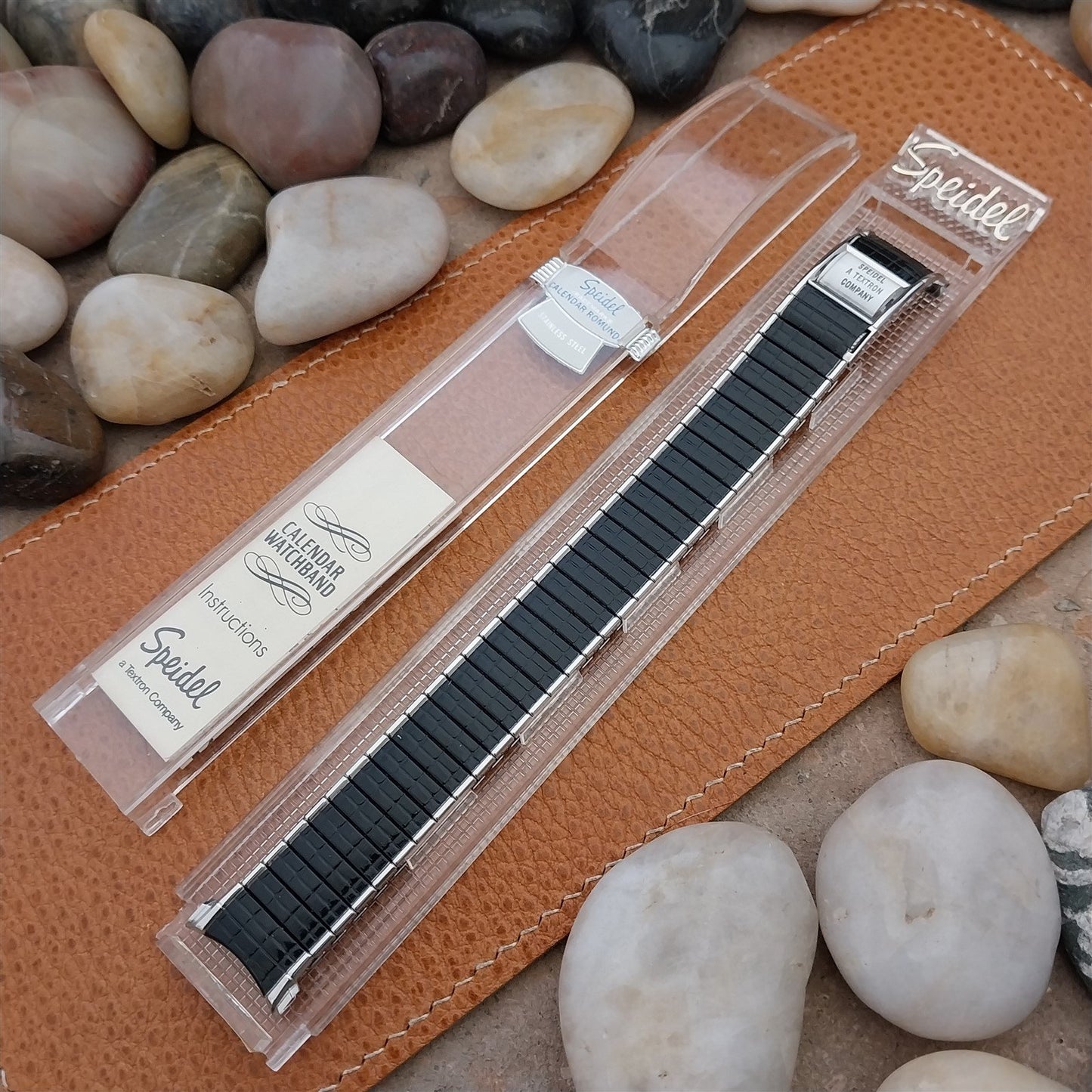 Speidel Romunda 1973/1974 Calendar Black & Stainless Steel Vintage Watch Band