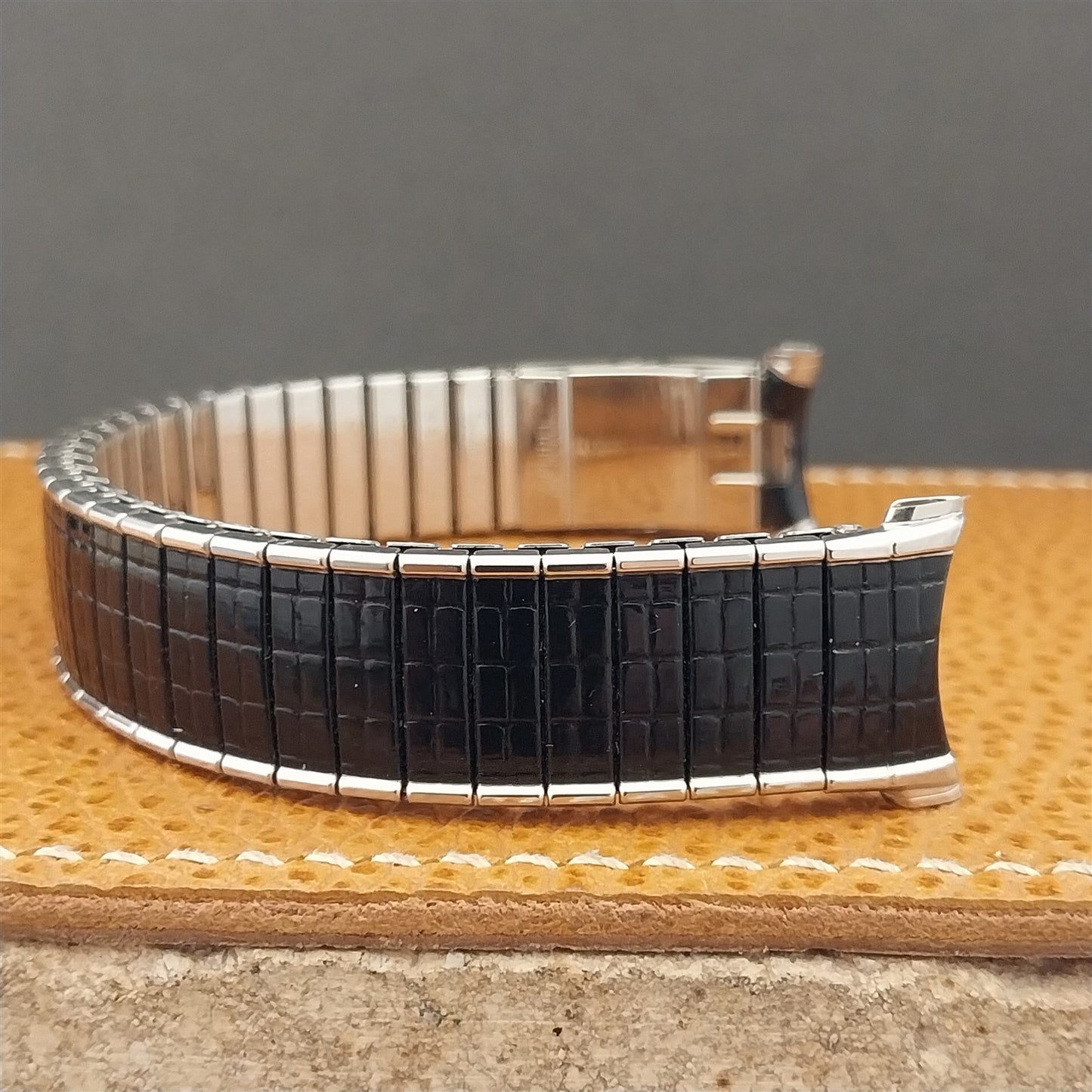 Speidel Romunda 1973/1974 Calendar Black & Stainless Steel Vintage Watch Band