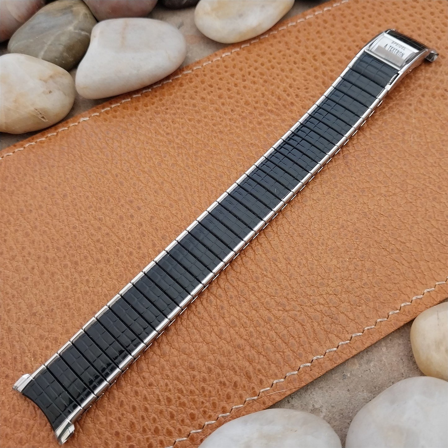 Speidel Romunda 1973/1974 Calendar Black & Stainless Steel Vintage Watch Band