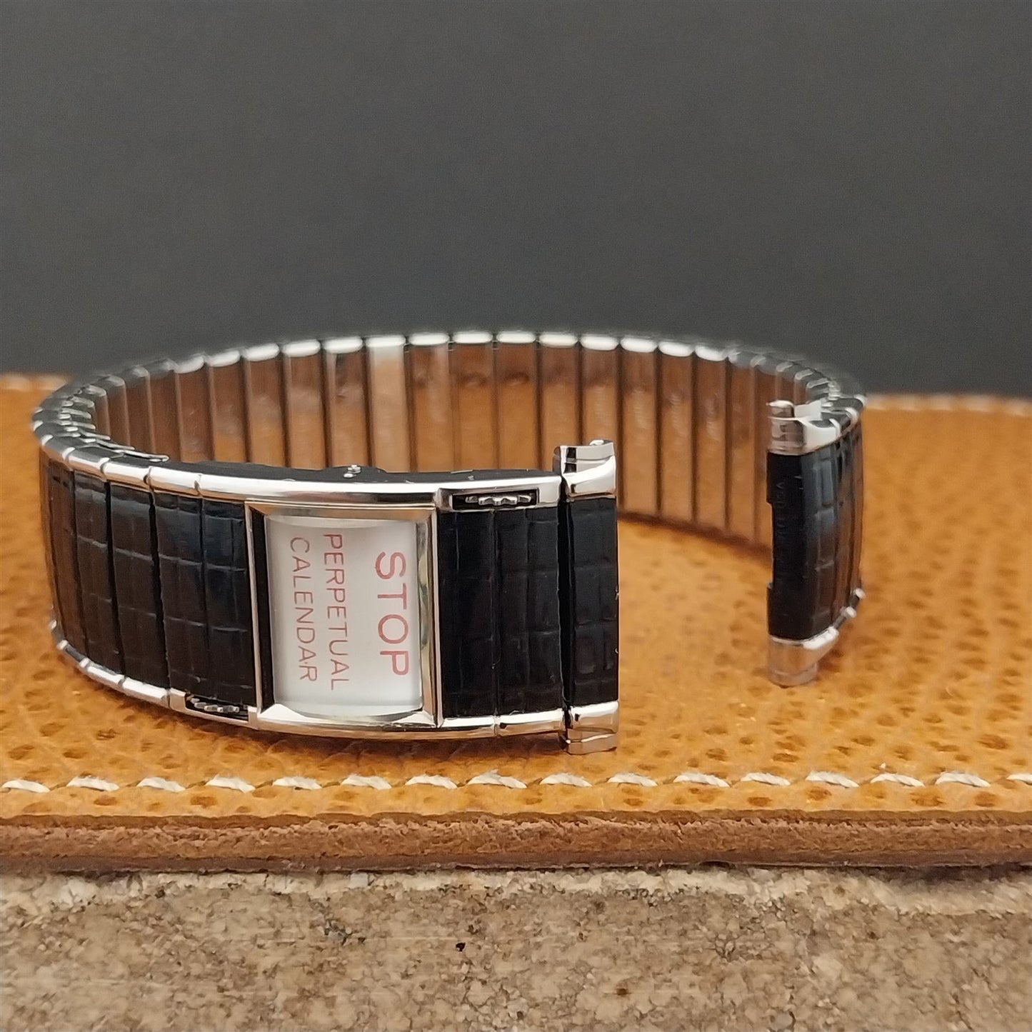 Vintage Speidel Black & Stainless Romunda Perpetual Calendar Vintage Watch Band