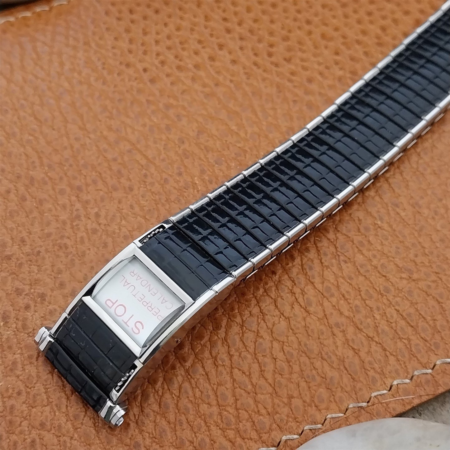 Vintage Speidel Black & Stainless Romunda Perpetual Calendar Vintage Watch Band