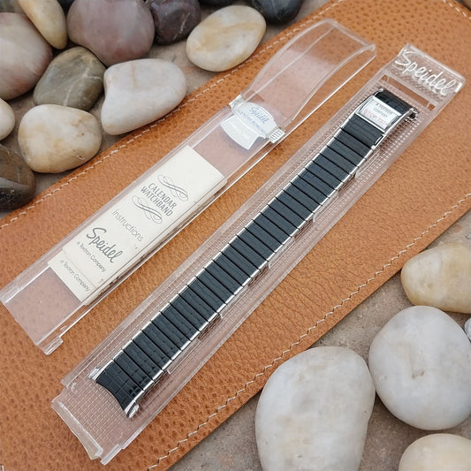 Vintage Speidel Romunda 1973/1974 Calendar Black & Stainless Steel Watch Band