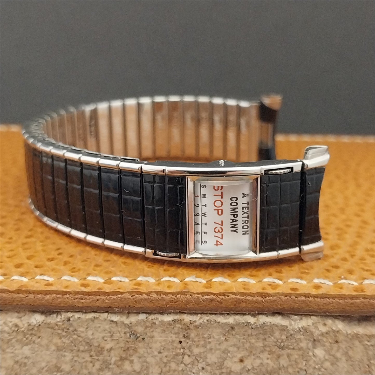 Vintage Speidel Romunda 1973/1974 Calendar Black & Stainless Steel Watch Band