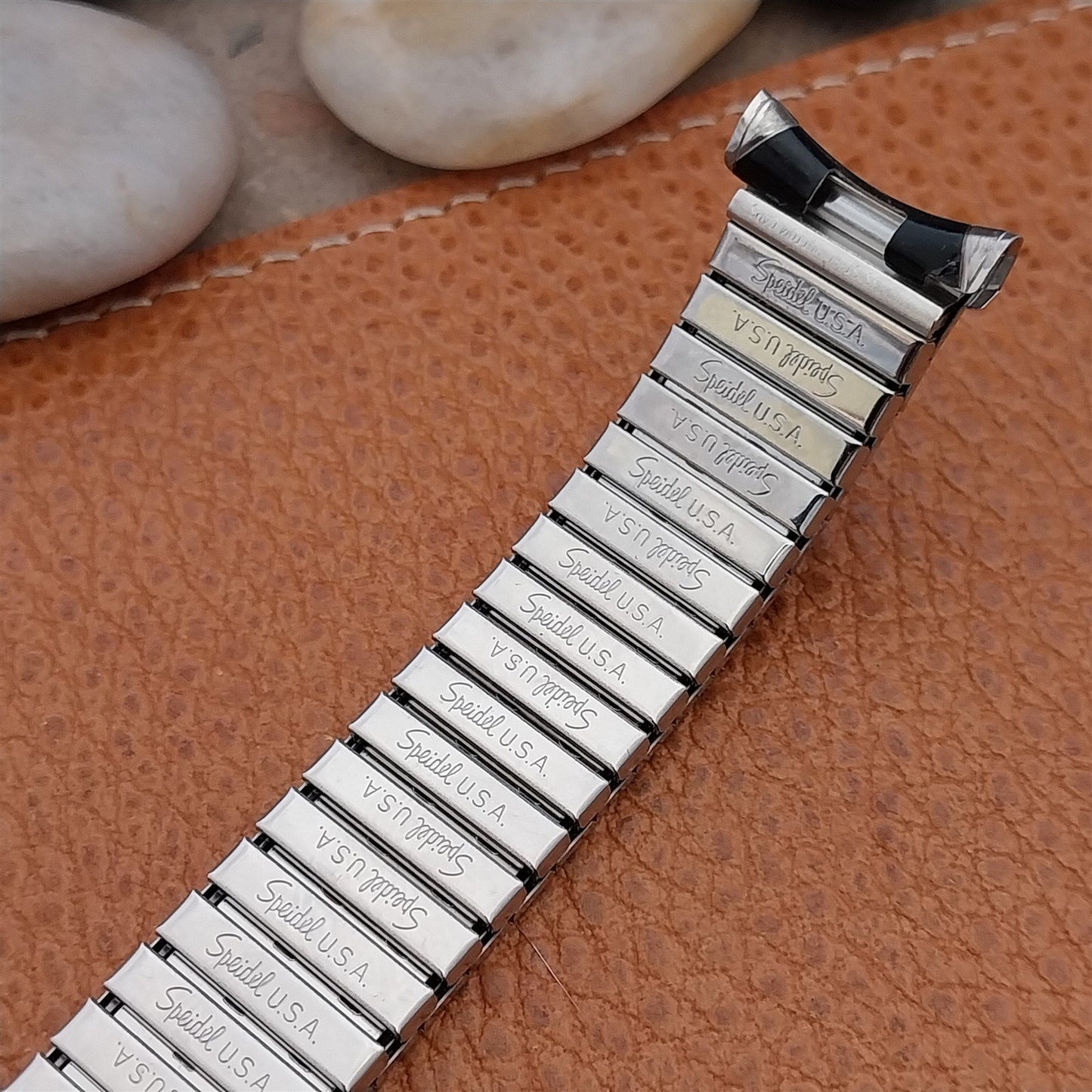 Vintage Speidel Romunda 1973/1974 Calendar Black & Stainless Steel Watch Band