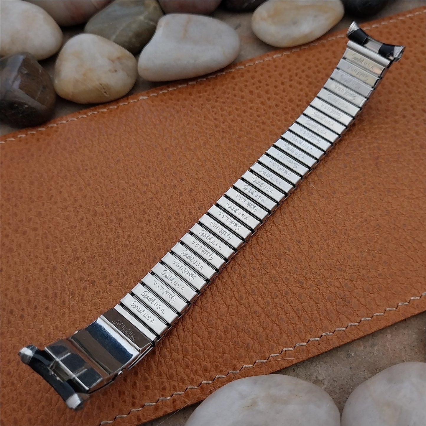 Vintage Speidel Romunda 1973/1974 Calendar Black & Stainless Steel Watch Band