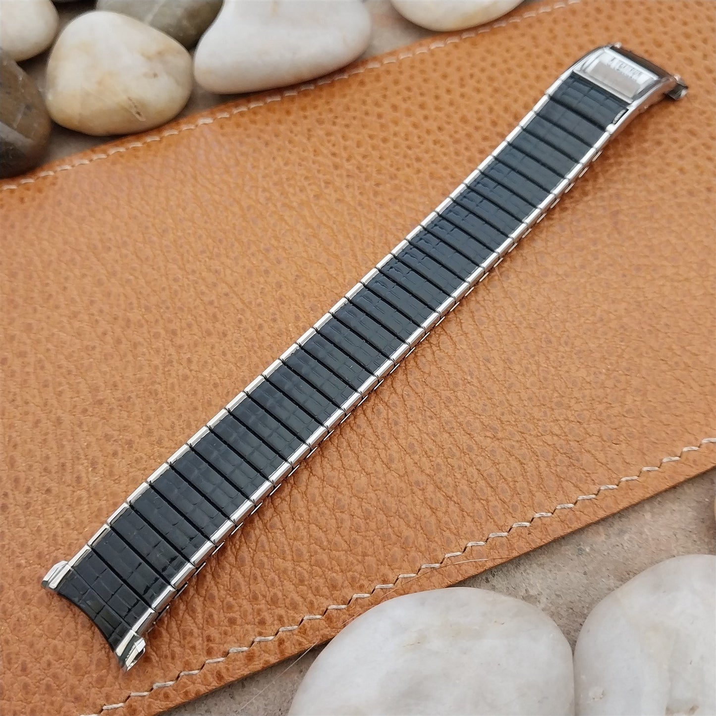 Vintage Speidel Romunda 1973/1974 Calendar Black & Stainless Steel Watch Band