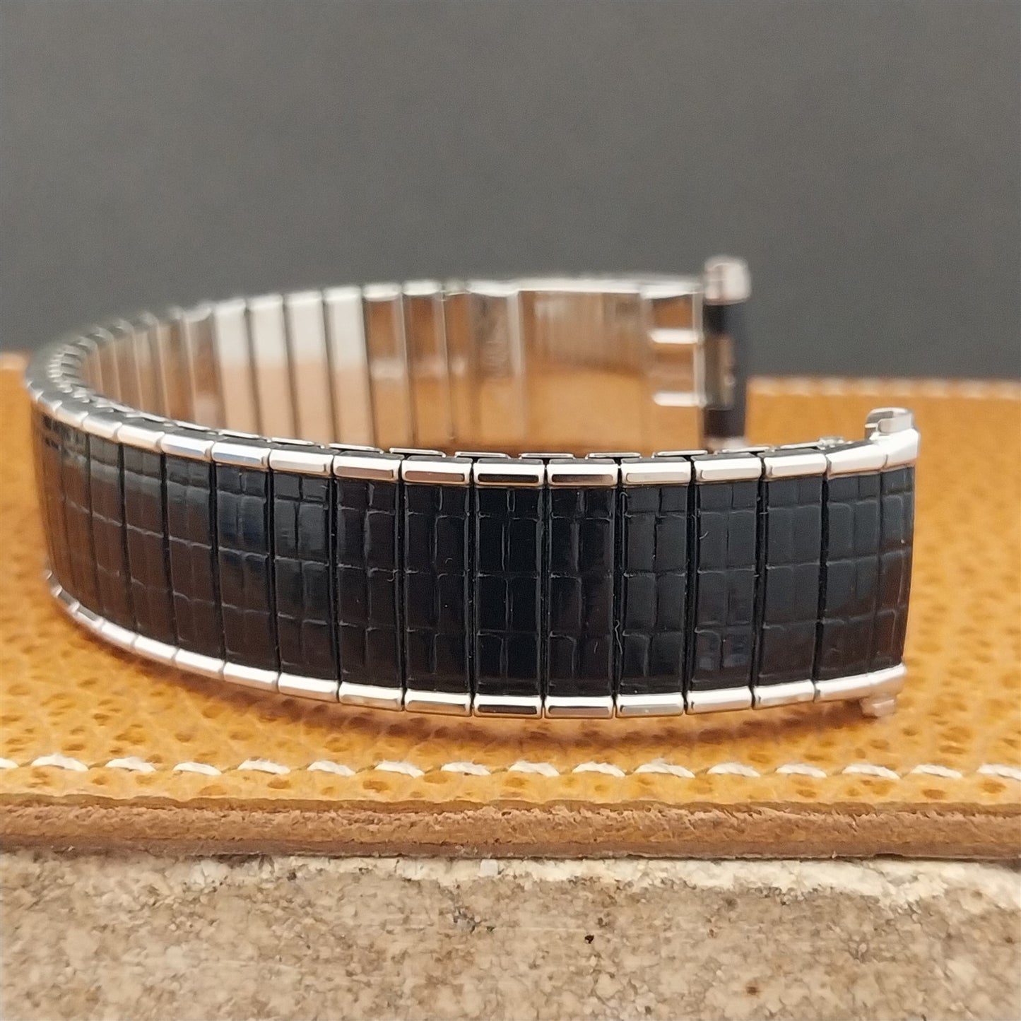 Vintage Speidel Black & Stainless Romunda 1972/1973 Calendar Unused Watch Band