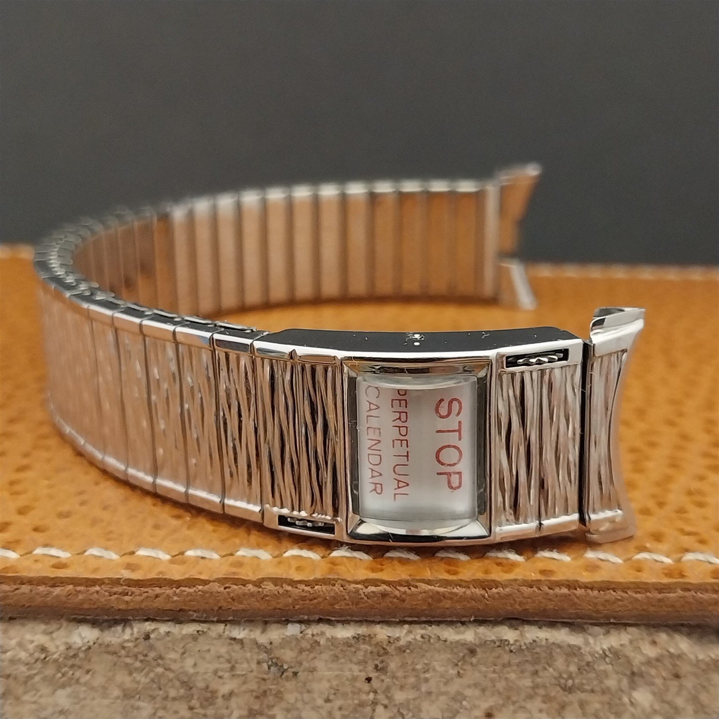 Vintage 1970s Speidel Valencia Perpetual Calendar Stainless Steel nos Watch Band