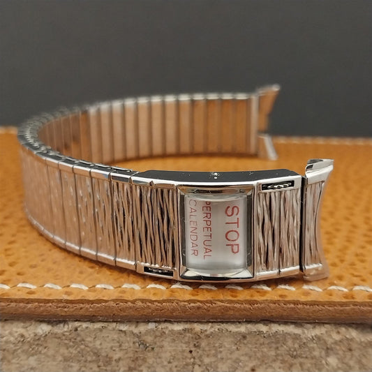 Vintage 1970s Speidel Valencia Perpetual Calendar Stainless Steel nos Watch Band