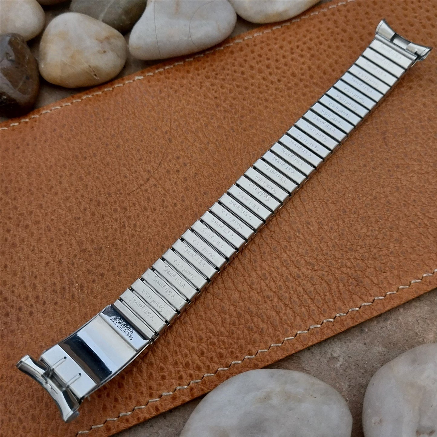 Vintage 1970s Speidel Valencia Perpetual Calendar Stainless Steel nos Watch Band