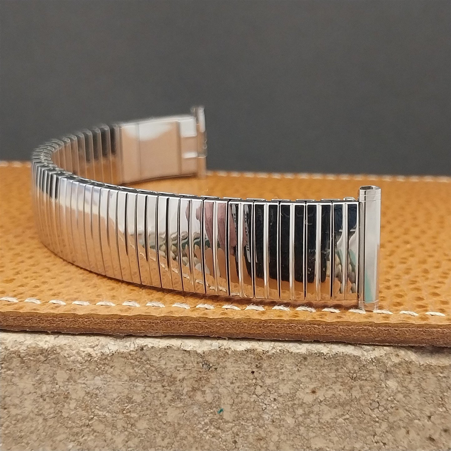 Vintage 1970s Speidel Stainless 19mm 18mm Linesman Perpetual Calendar Watch Band