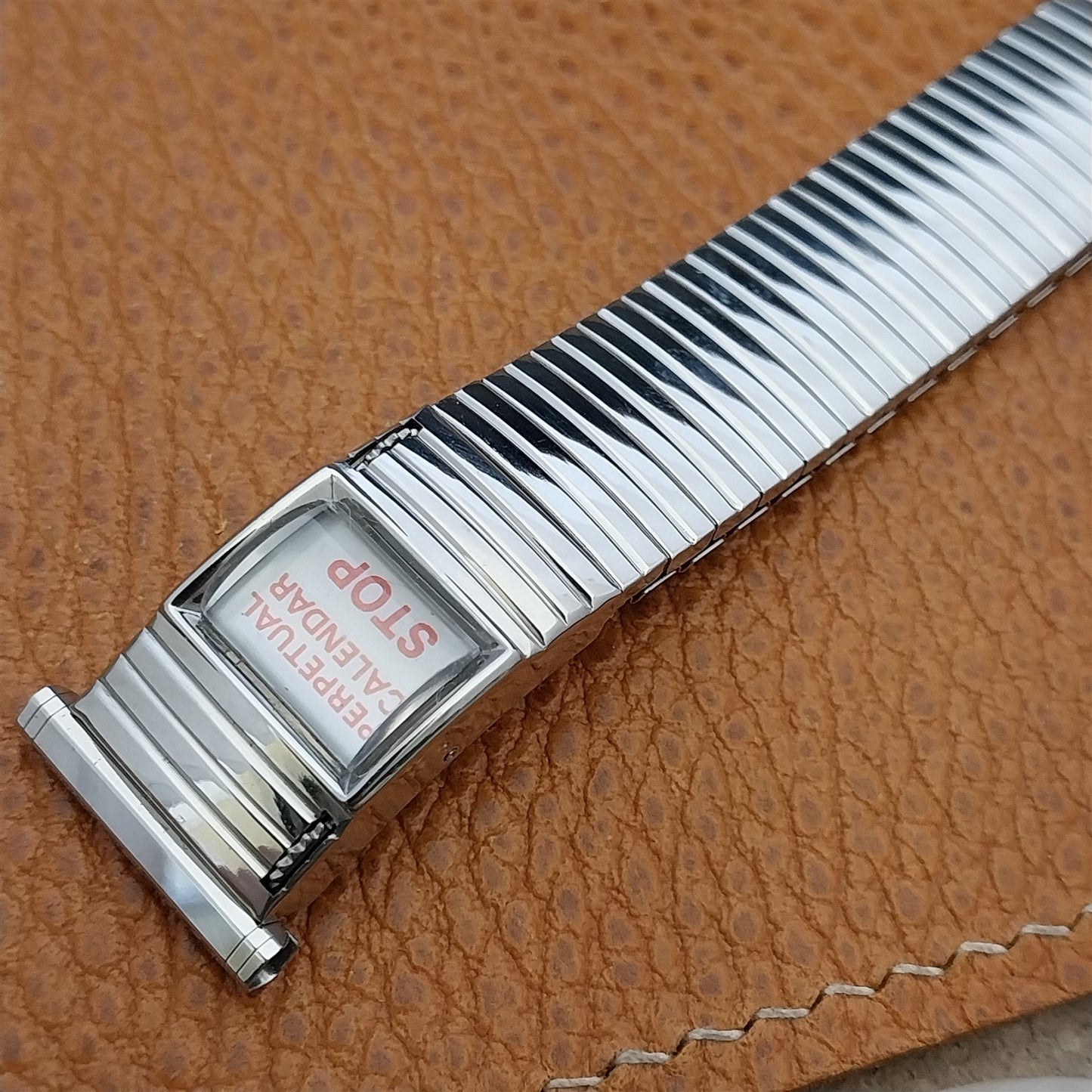 Vintage 1970s Speidel Stainless 19mm 18mm Linesman Perpetual Calendar Watch Band