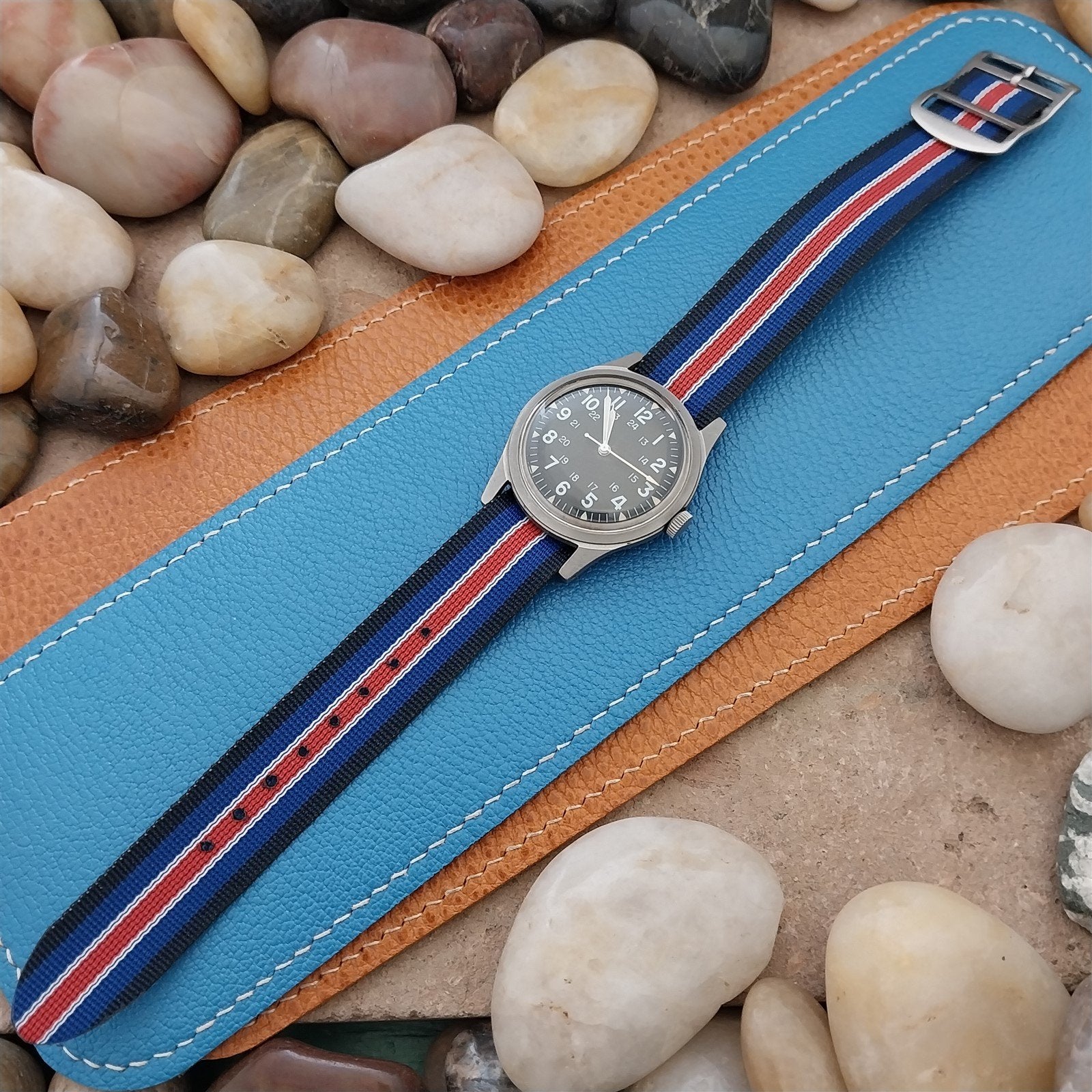 Vintage 18mm Perlon Reversible Classic Single Pass Unused nos 1960s Watch Band