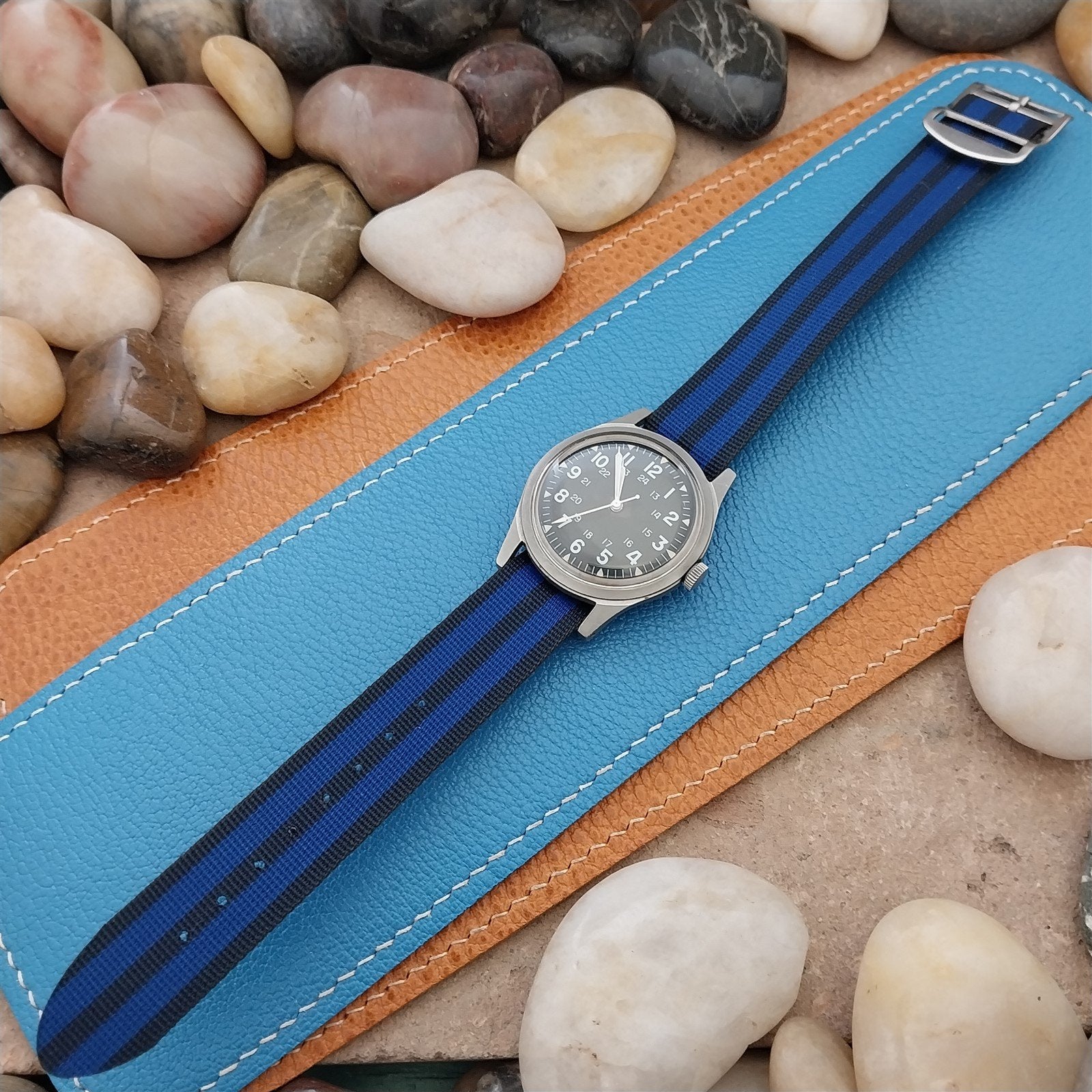 Vintage 18mm Perlon Reversible Classic Single Pass Unused nos 1960s Watch Band