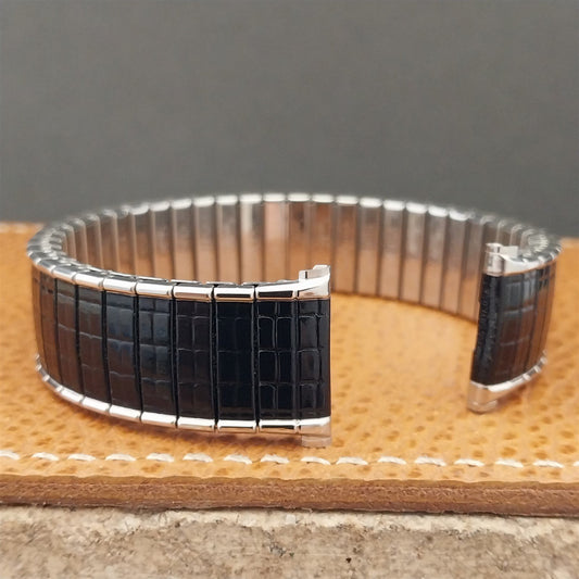 Vintage Long 19mm 18mm Stainless Steel & Black Romunda Speidel Unused Watch Band