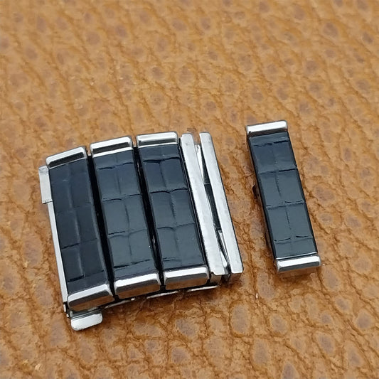 4 Unused Speidel Twistoflex Romunda Black & Stainless Vintage Watch Band Links