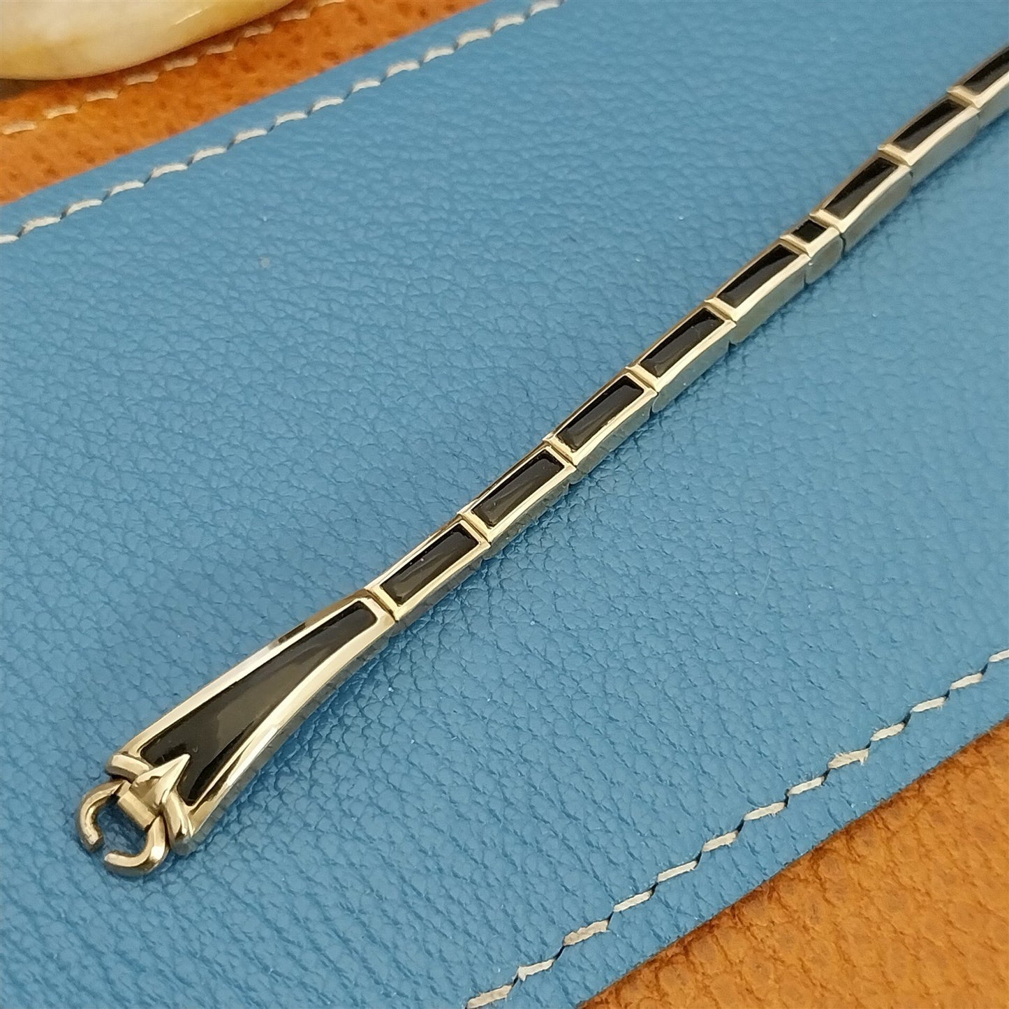 Vintage 1950s Yellow Gold-Filled & Black Speidel Windswept Unused Watch Band