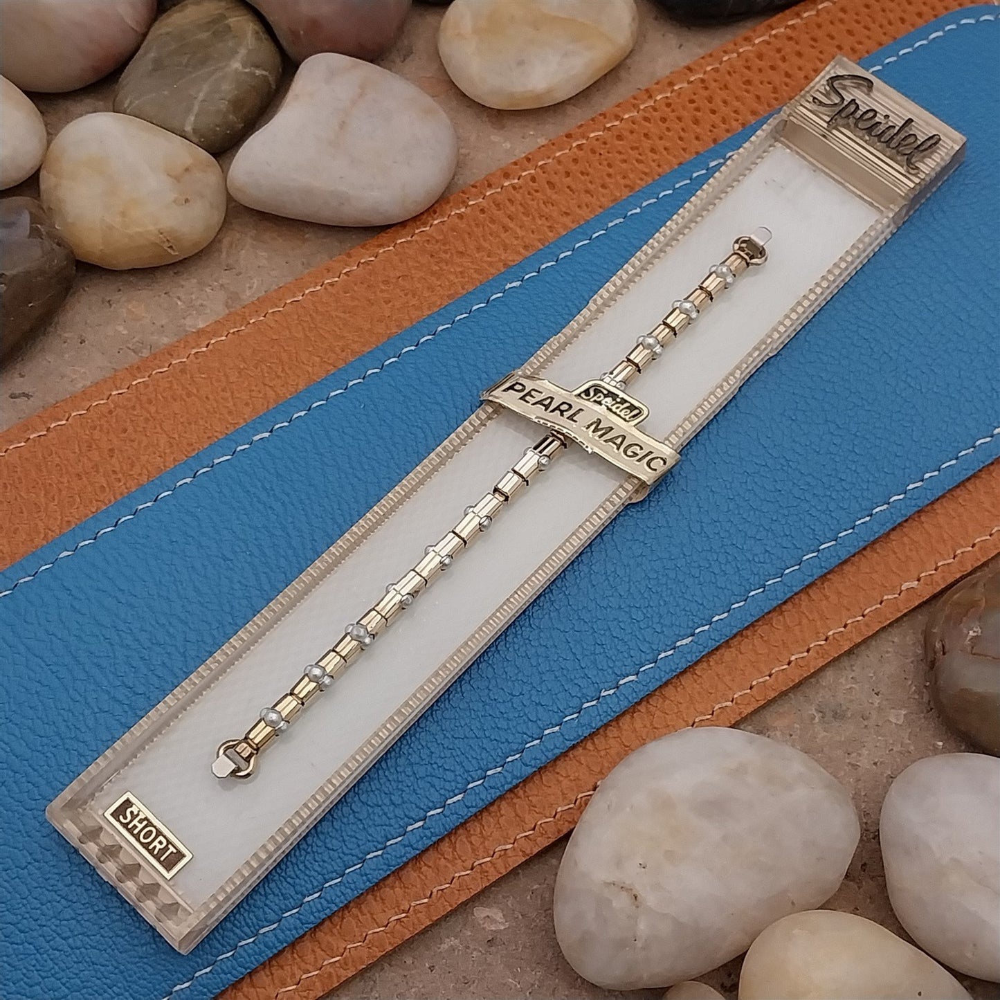 Yellow Gold-Fill & Pearl Ladies Single-Lug Speidel Unused 50s Vintage Watch Band