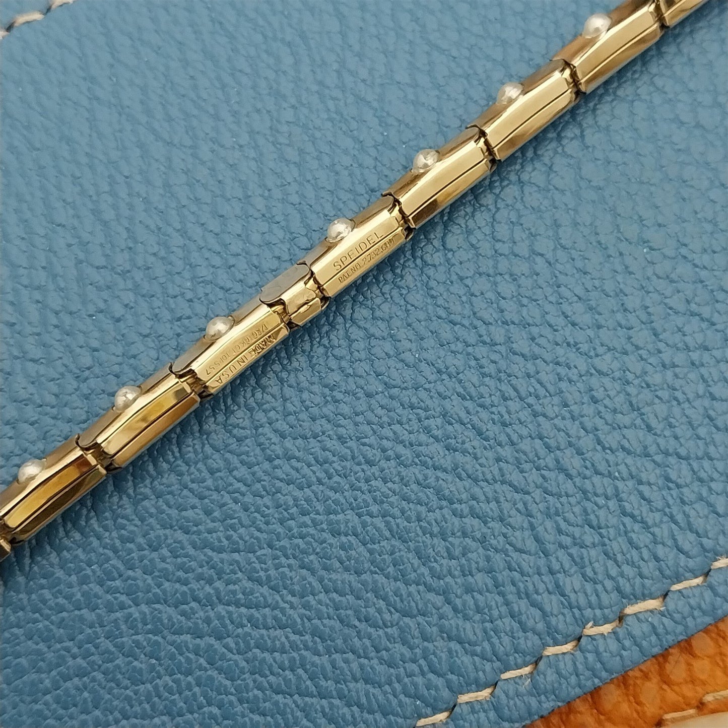Yellow Gold-Fill & Pearl Ladies Single-Lug Speidel Unused 50s Vintage Watch Band