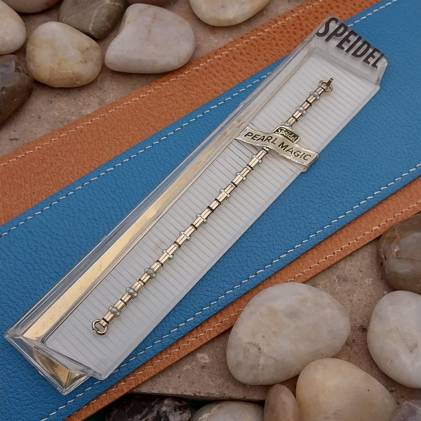 Yellow Gold-Fill & Pearl Ladies Single-Lug Speidel Unused 50s Vintage Watch Band